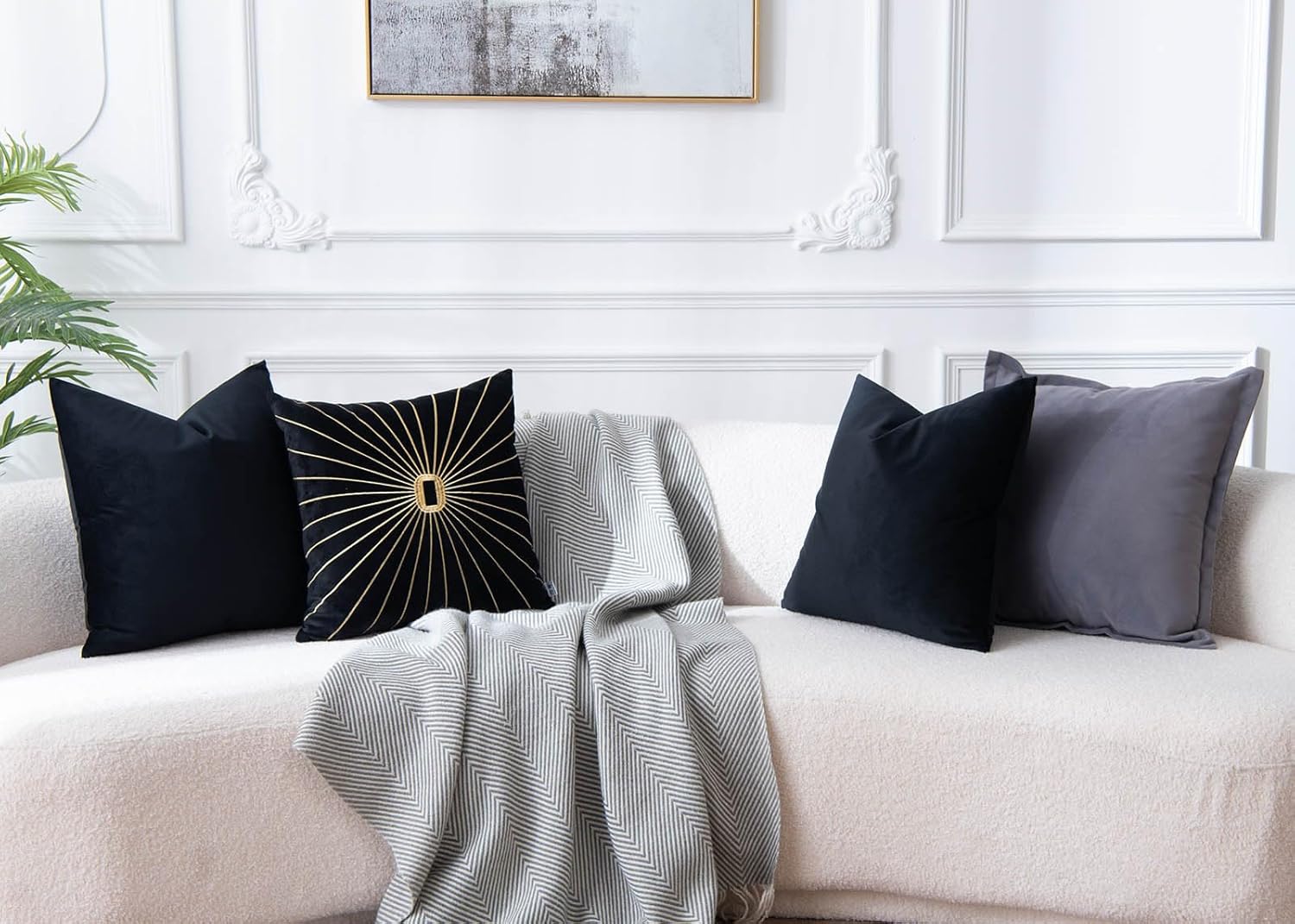 JUSPURBET Black Throw Pillow Covers 20x20 inch Set of 2 Decorative Velvet Pillow Covers for Couch Sofa Bed Soft Cushion Covers Cases with Invisible Zipper for Living Room Home Decor - Image 4