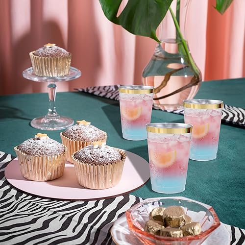 Miniatura 7 de supernal 200 vasos de plástico dorados, vasos de plástico duro de 10 onzas, vasos desechables para pícnics, barbacoas, viajes de campamento y