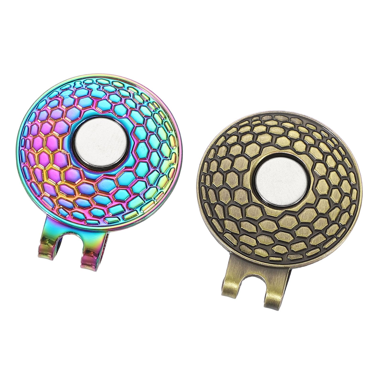 PATIKIL Golf Hat Clip, 2 Pack Metal Cap Clamp with Magnetic Removable Ball Marker Holder Golf Accessories for (Women & Men), Silver, Bronze