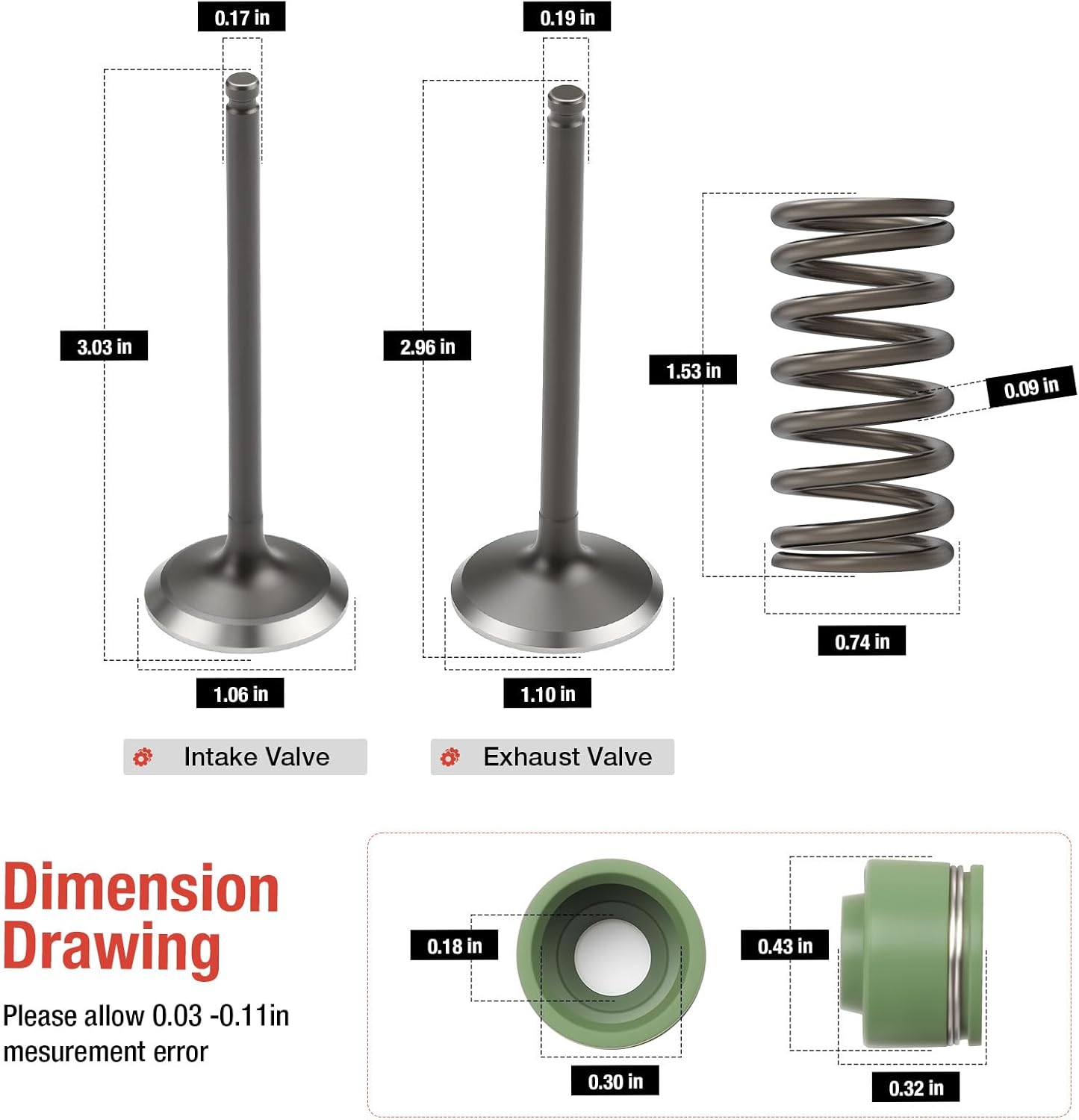 5TA-12111-00-00 Intake Exhaust Valve & Seal Spring For YAMAHA YFZ450 YFZ450R YFZ450V YFZ450SE 2004-2013 5TA-12112-00-00 5TA-12121-00-00