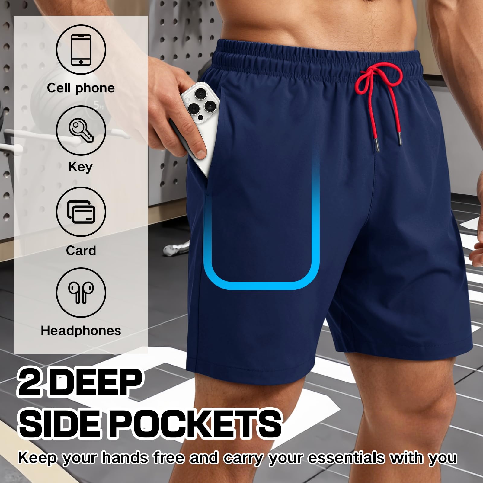 HEOAARG Badehose Herren Badeshorts Lang Mit ReißVerschlusstasche Kurze Hosen Herren Schnelltrocknend Sporthose Kurz Shorts Atmungsaktiv Schwimmhose Mit Meshfutter，Elastisch Tunnelzug