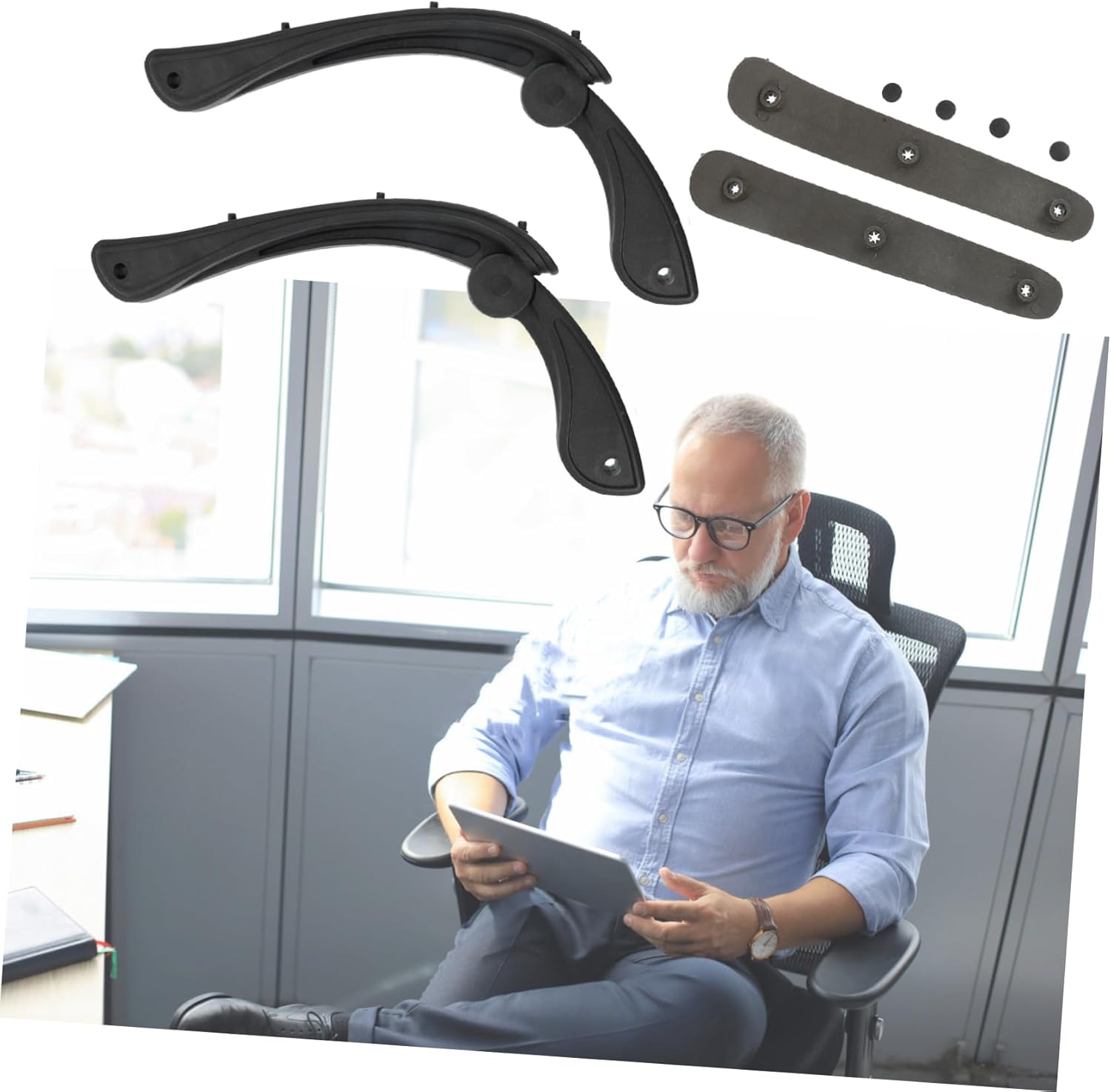 ARTIBETTER Swivel Chair Armrests for Office Adjustable Grab Handles 1 Pair Ergonomic Armrests for Office Chair Replacement Arm Rests Easy Installation