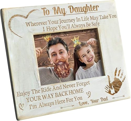 Marco de madera grabado para hija, marco de fotos de madera natural personalizado, regalo de graduación de Navidad para hija, regalo de cumpleaños