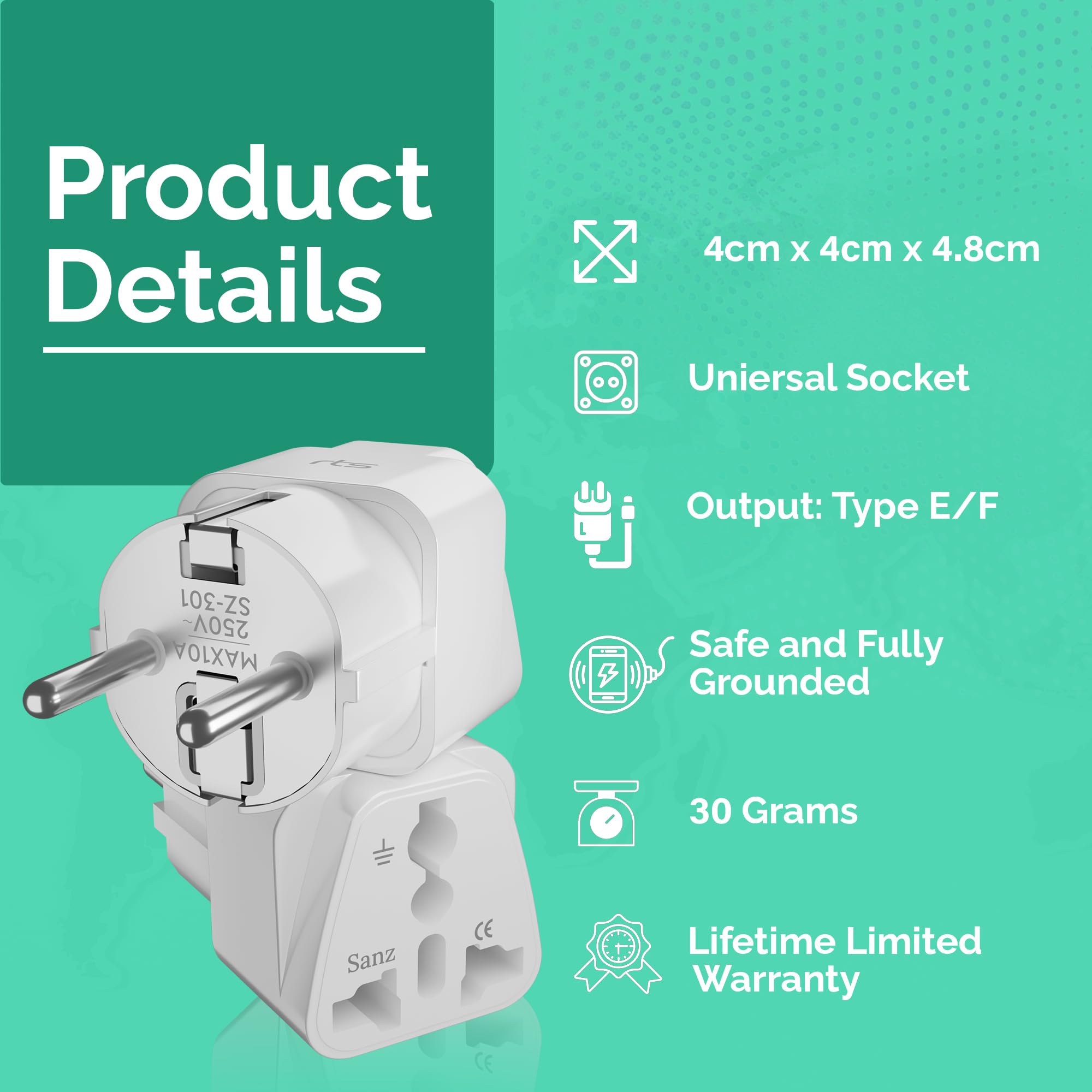 rts (2 Pack) Europe Travel Adapter, India to Europe Plug (Schuko) - Type E/F European Plug Adapter, Universal Adapter for Europe Adapter Germany, France laptops Smartphones Tablets Camera Chargers — Amazon image 3