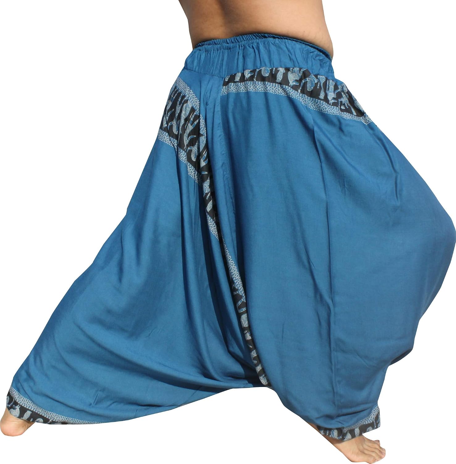 RaanPahMuang Light Rayon Hieroglyphs Elastic Pullstring Baggy Pants