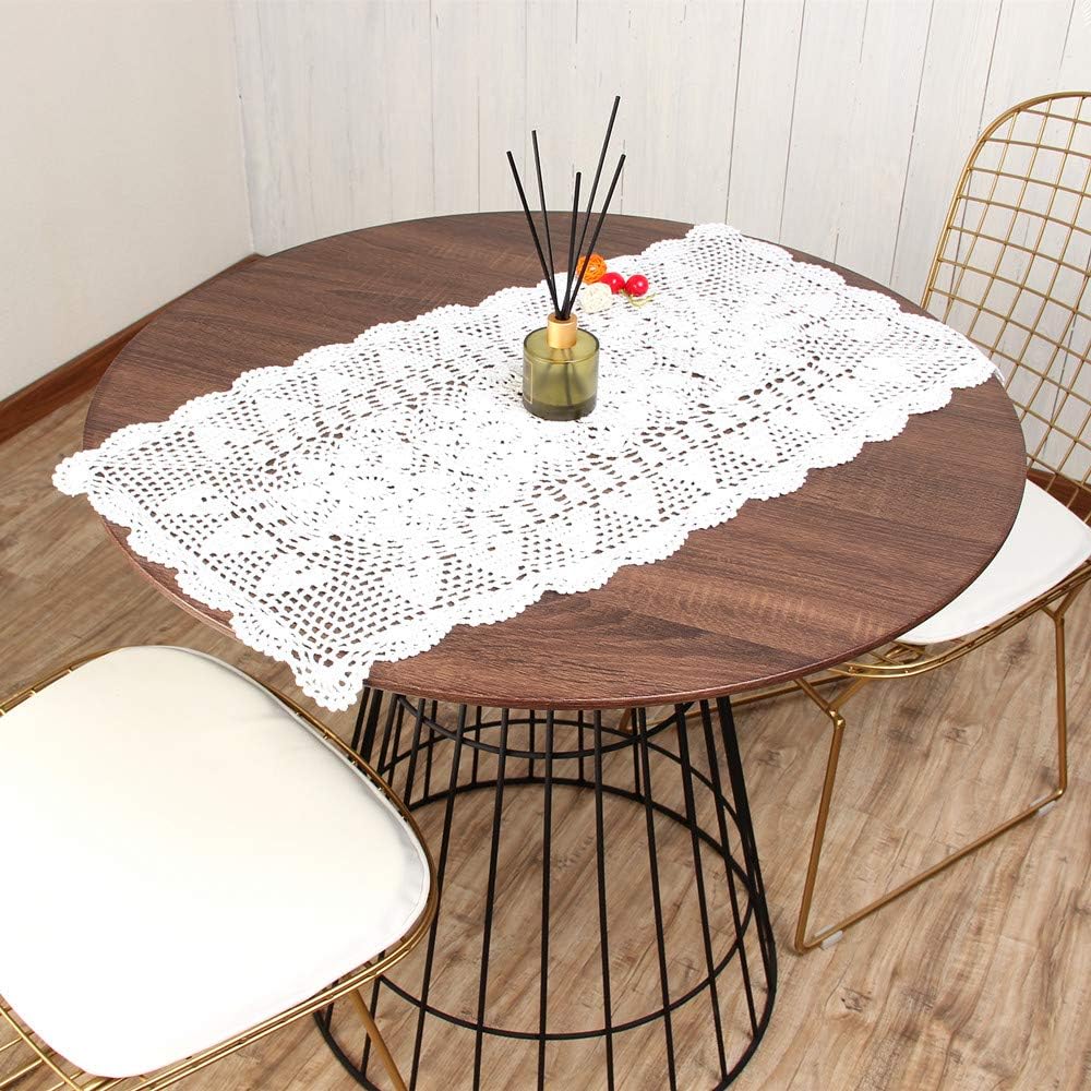 Tableclothes Rectangular Cloth Table Runner Beige Cotton Lace Table Doily 15x39inches Fabric Table Cloths for Parties