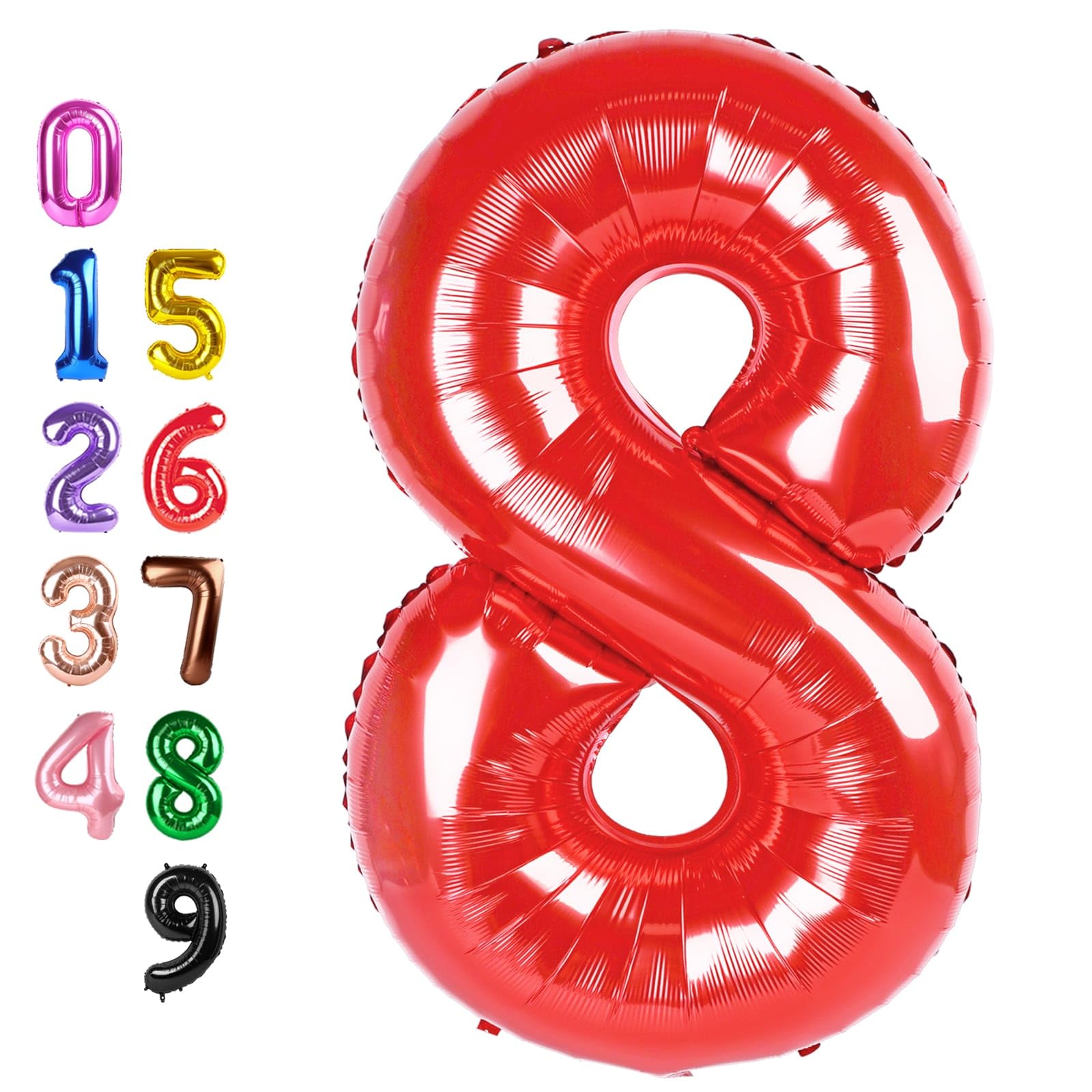 8 Balloon 40 inch Red Number Balloons for 8th Birthday Party Decorations