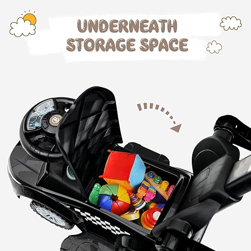 Miniatura 7 de OLAKIDS Coche de empuje 4 en 1, cochecito deslizante para caminar para niños pequeños con bocina, música, luces, barandillas y mango extraíbles,