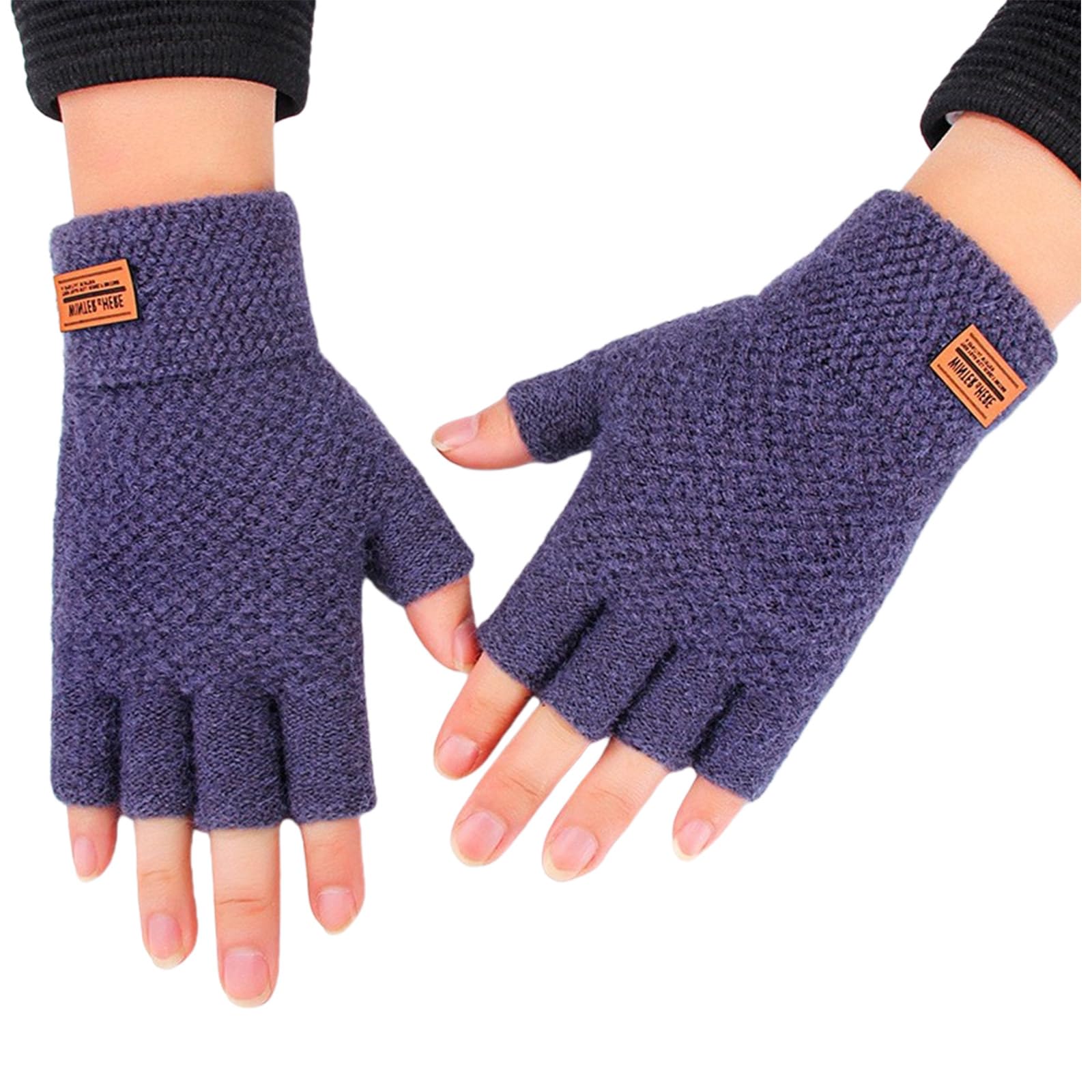 YUXITA Thick Knitted Fingerless Gloves For Men Cold Weather Cycling Outdoor Activity Warm Thermals Protecting
