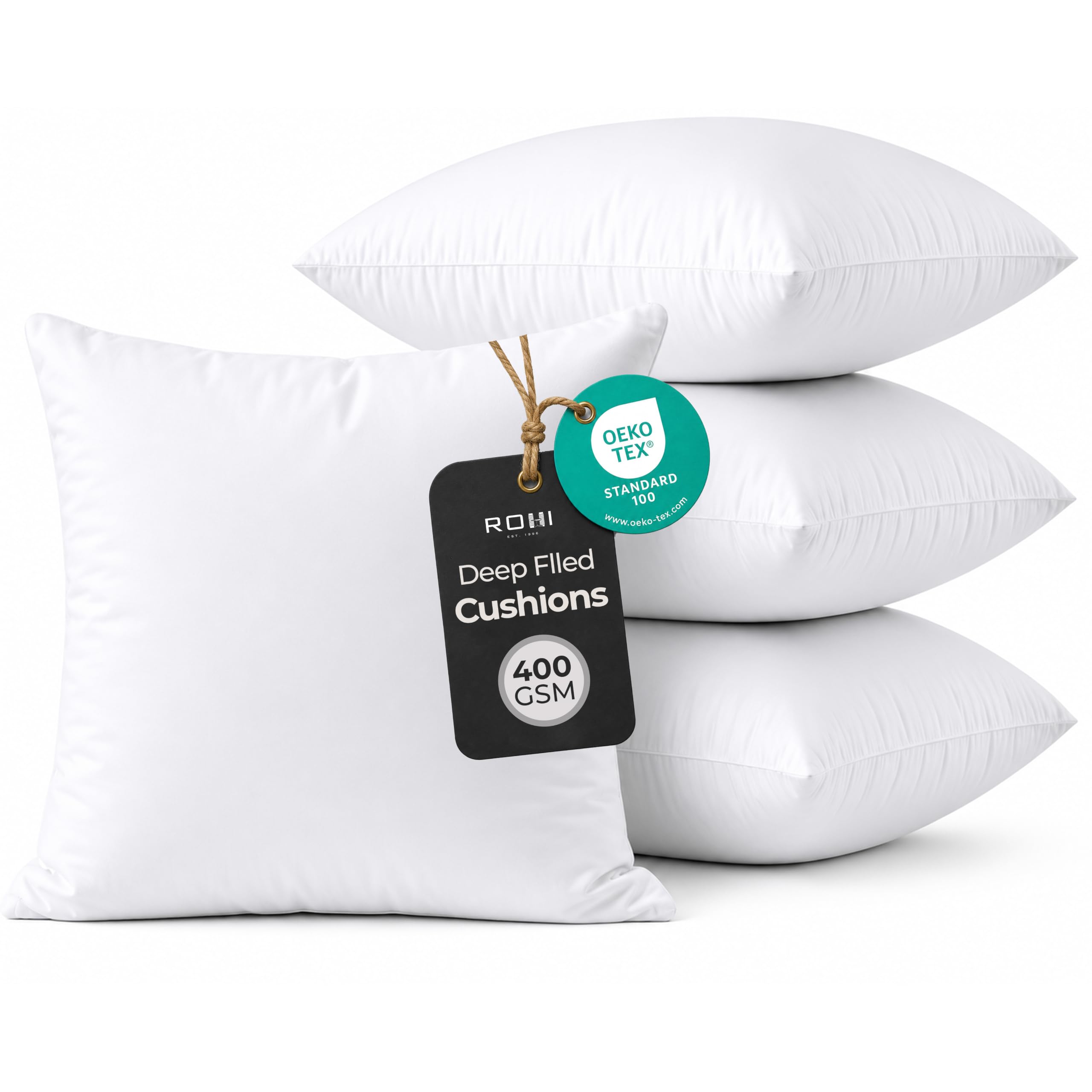 Rohi 4 Pack Deep Filled Cushion Inserts 45cm x 45cm (18x18) 400GSM Pads