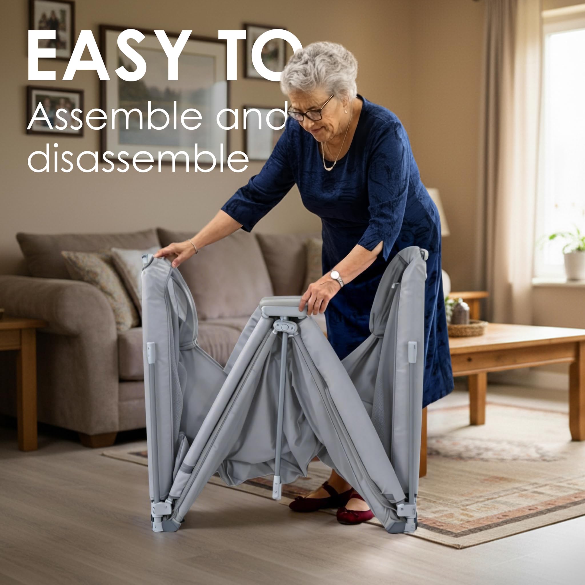 Sweeby Parc de jeu pliable pour bébé - Clôture extra large pour l'intérieur et l'extérieur - Parc sûr pour bébés et tout-petits - Gris brume - 150 x 150 cm