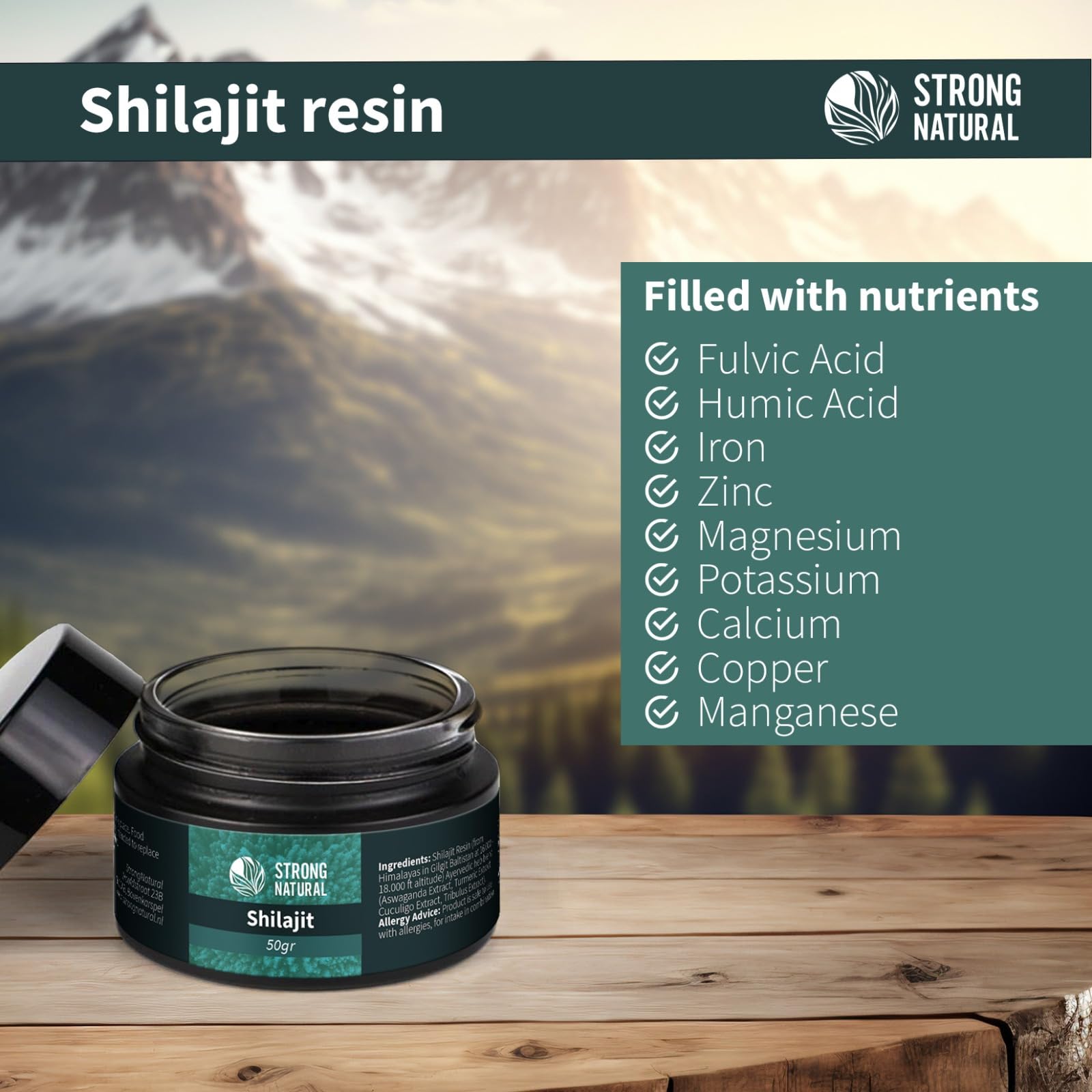 Resina originale Shilajit – Premium Shilajit himalayano – Fonte naturale di acido fulvico, acido umico e oligoelementi