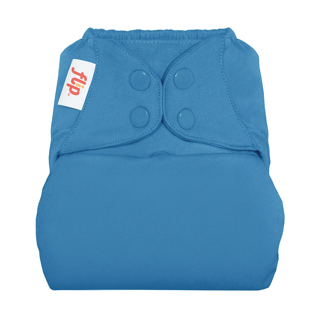 Flip Hybrid Reusable Cloth Diaper Cover with Adjustable Snaps and Stretchy Tabs - Fits Babies from 8 to 35+ Pounds (Moonbeam)