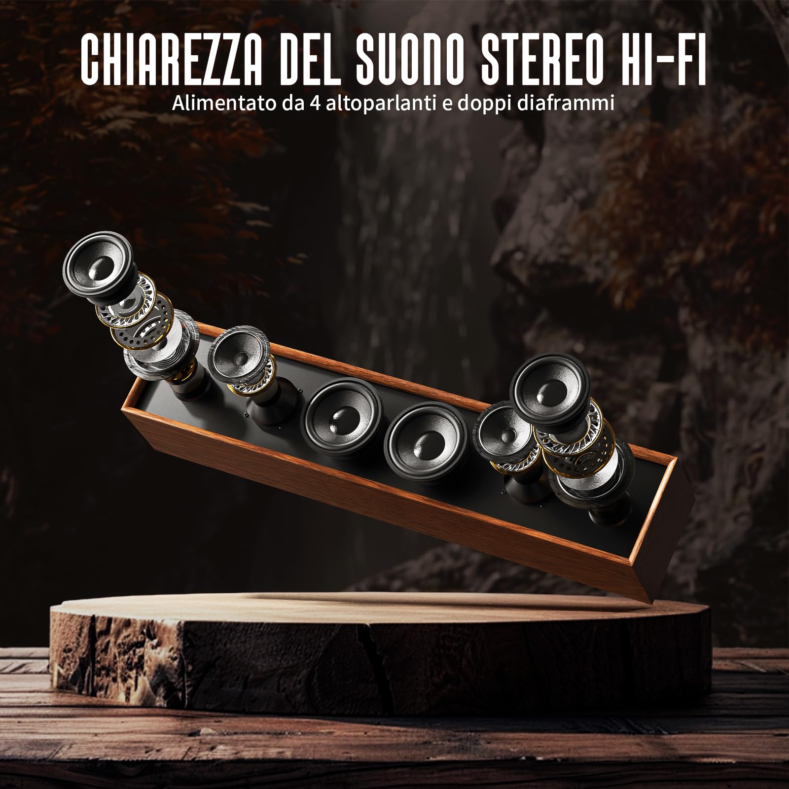 Altoparlanti per computer Bluetooth - Sound Bar in legno con connettività Bluetooth 5.3 e USB | Compatibilità universale per PC, desktop, laptop, monitor, tablet e smartphone