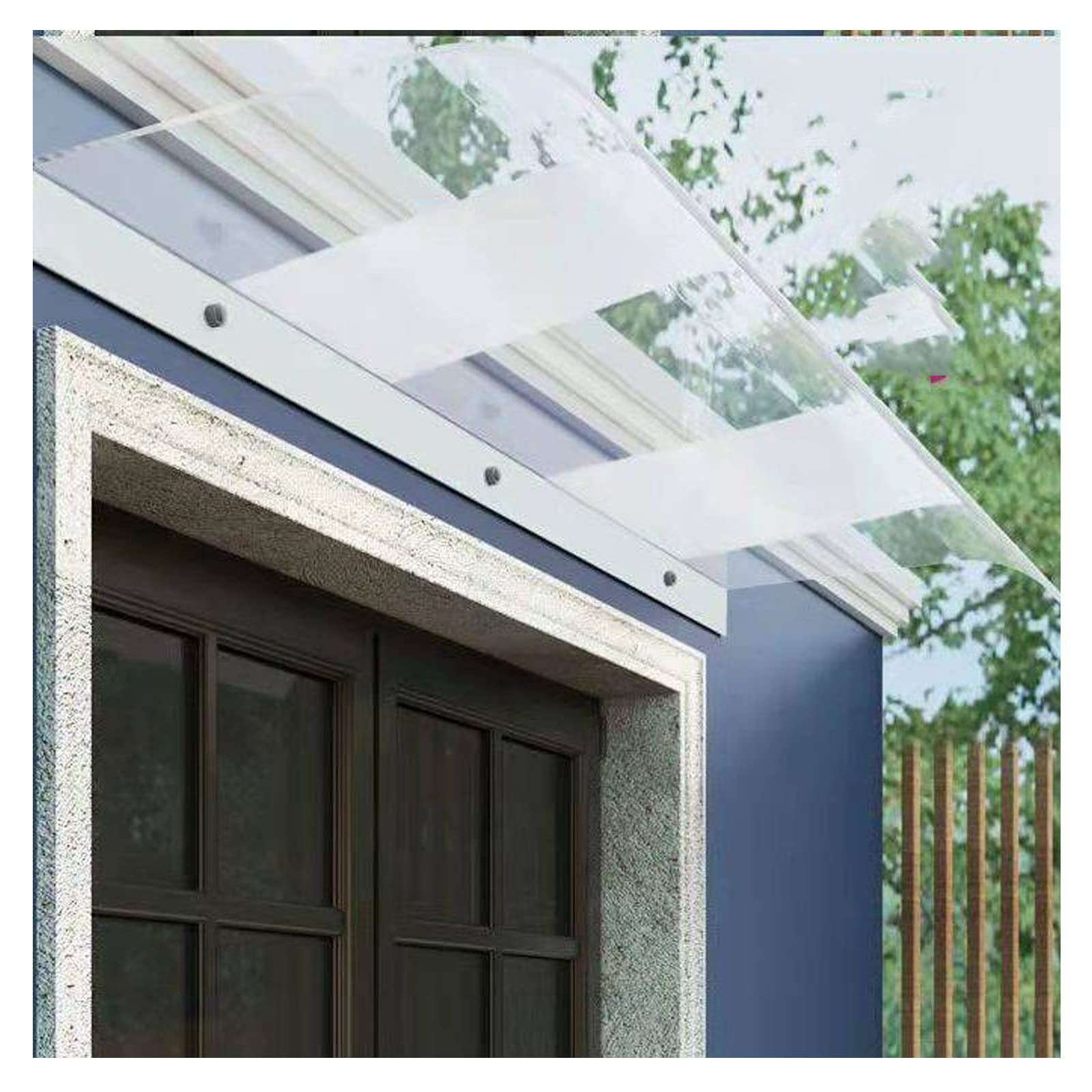 Tendalino Per Porta Ingresso In Policarbonato - 50x100 Cm, Trasparente, Antipioggia, Design Moderno - Foto 6