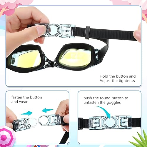 Miniatura 7 de Paquete de 8 gafas de natación para niños de 6 a 14 años, antiniebla, UV, para piscina de agua, sin fugas, para niños, niñas, adolescentes