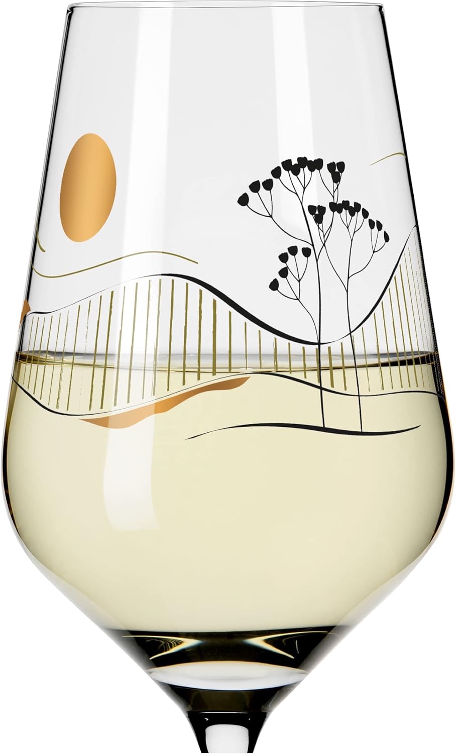 RITZENHOFF 3011008 White Wine Glass 300 ml - Series Heart Crystal No. 8 - Glass with Japanese Motif in Rose Gold - Made in Germany