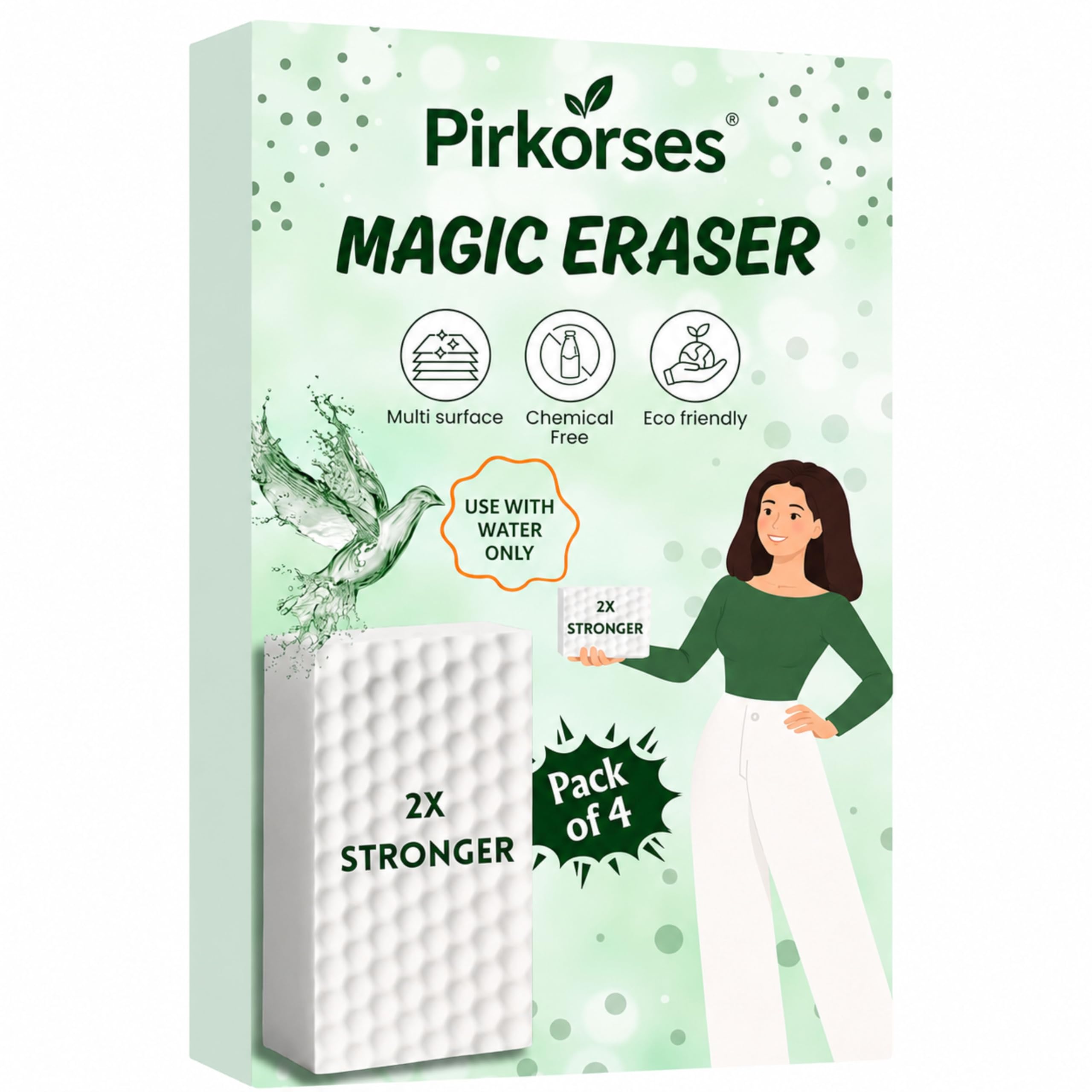 Magic Eraser Cleaning Sponge – Multipurpose Melamine Foam Stain Remover Foam for Walls, Kitchen, Bathroom, Tiles & Shoes | Just Add Water Stain Remover (Pack of-4)-image-47