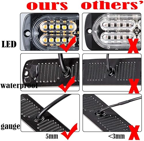 Miniatura 3 de CORP - Juego de 100 luces estroboscópicas intermitentes de 20 luces LED de advertencia de emergencia, color blanco ámbar, para auto, camión,