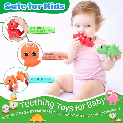 Miniatura 4 de Juguetes de aprendizaje para niños pequeños de 1, 2 y 3 años, juguetes de dinosaurio de aprendizaje del alfabeto preescolar para niños de 2 a 4 años