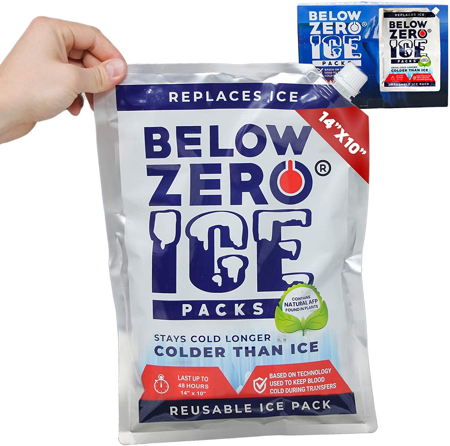 Below Zero Reusable All-Day Ice Pack for Coolers, Large 14"x10", 2 Pack