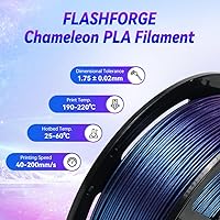 Vista 4 de FLASHFORGE Filamento de cambio de color camaleón para impresora 3D, filamento de cambio de color con luz y ángulos, carrete de 2.2 libras, precisión
