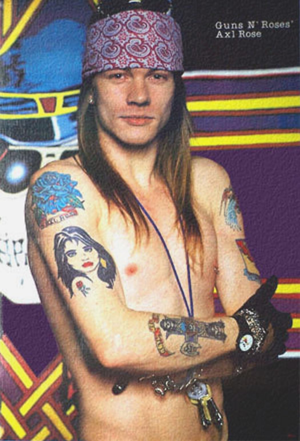 Guns n' Roses Axl Rose and Slash shirtless POSTER 21 x 31 (sent FROM USA in PVC pipe)