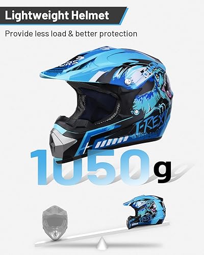 Miniatura 3 de DOT - Casco de motocross juvenil con gafas y guantes para niños de 5 a 14 años, casco ATV para niños y niñas, motocross, BMX MX UTV, todoterreno,