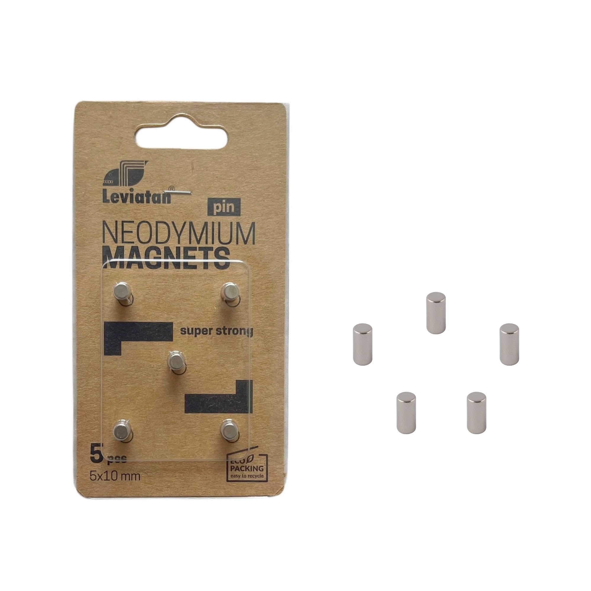 LEVIATAN 110191 Neodymium Magnets with Extremely Strong Adhesive Power on Magnetic Board Pin Board Fridge Whiteboard Pack of 5