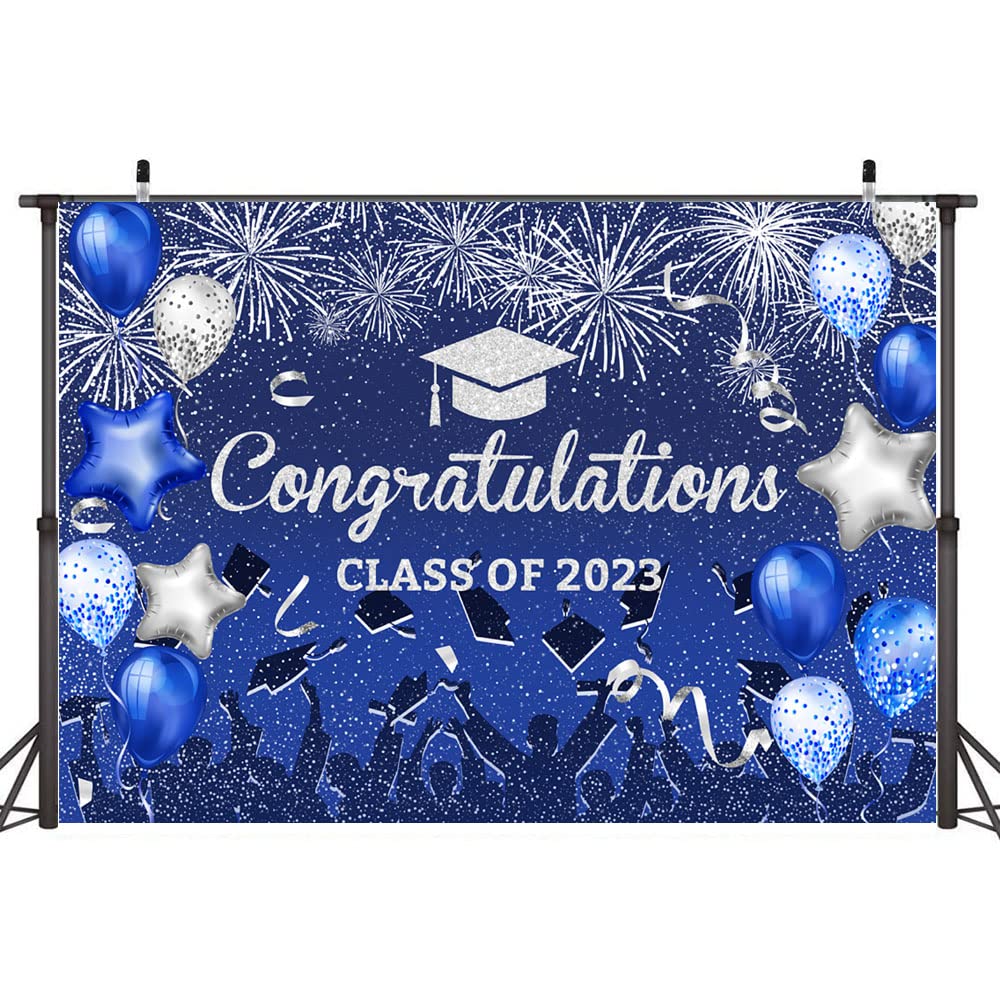 Abschluss-Banner 'Class Of 2025' – Glitzernd, Blau/schwarz, 300x50 Cm, Mit Ösen, Für Drinnen & Draußen, Perfekt Als Fotohintergrund