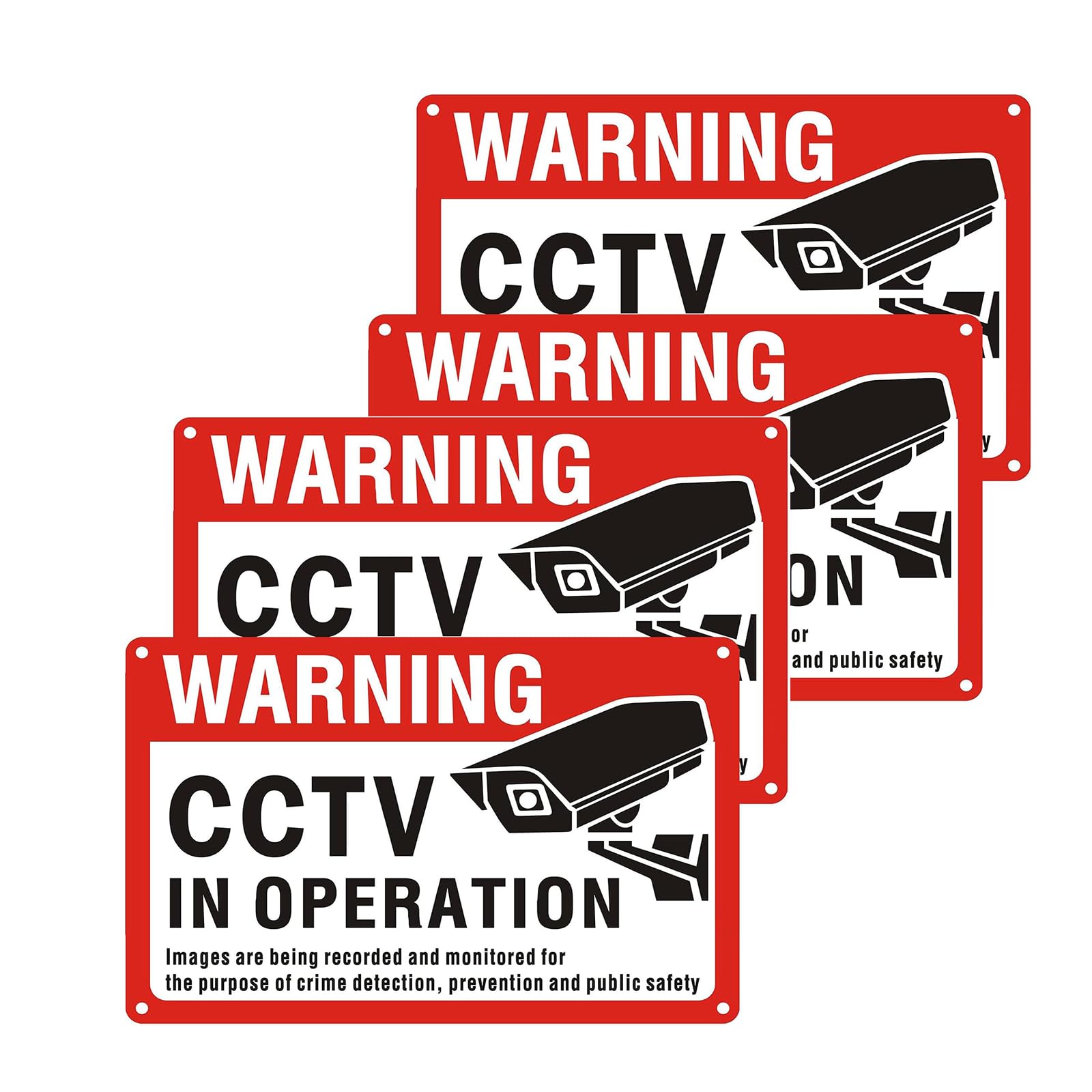 Yuelulala 4pcs CCTV in Operation Sign Reflective Aluminum, 20x30cm (A4), Outdoor Waterproof, UV Resistant, Durable Security Camera Signs Metal Reflective (A107-4)
