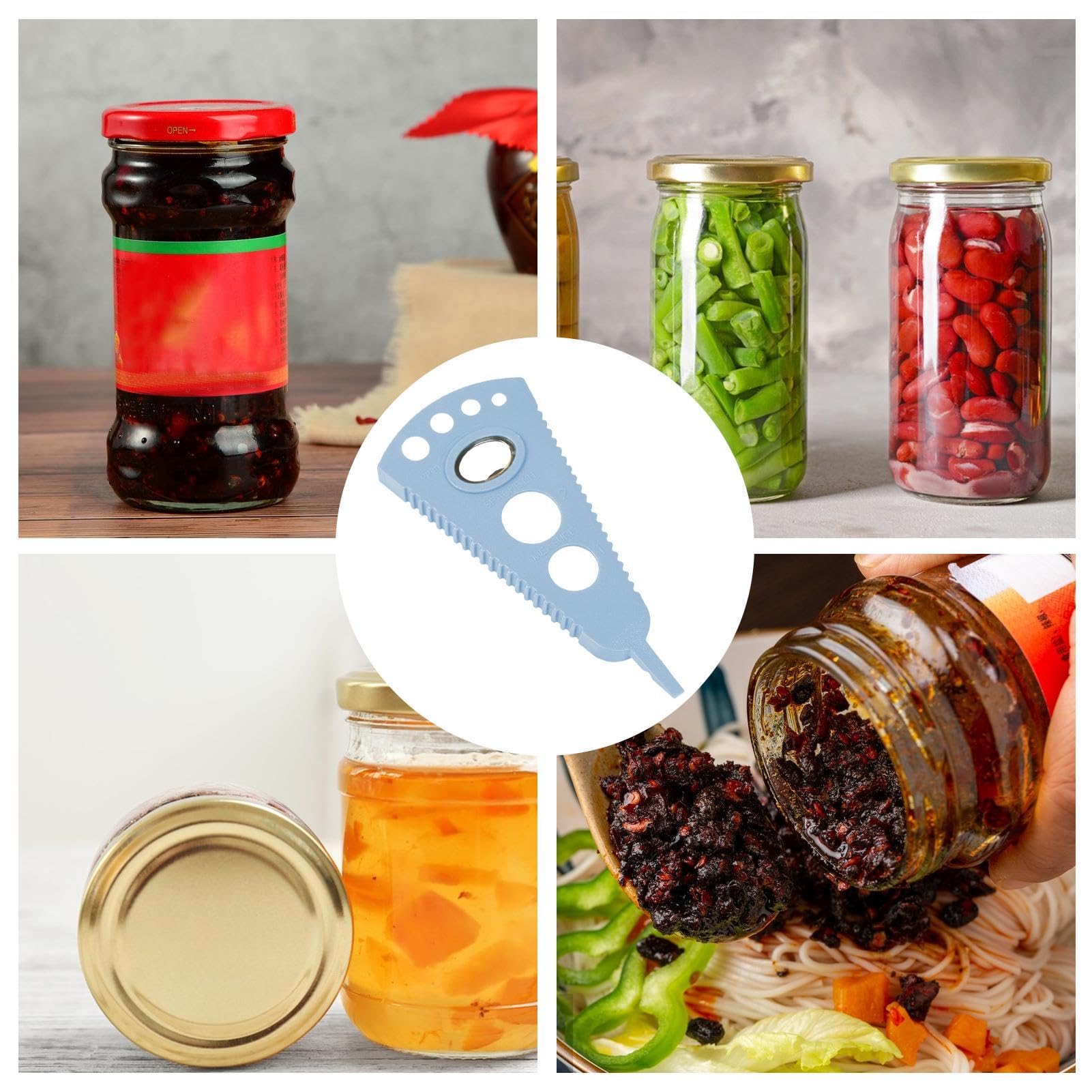 Potopener, multifunctionele bierflesopener met vier gaten - antislip, stabiele potopener, grijper voor ouderen, kinderen, groenteplukken