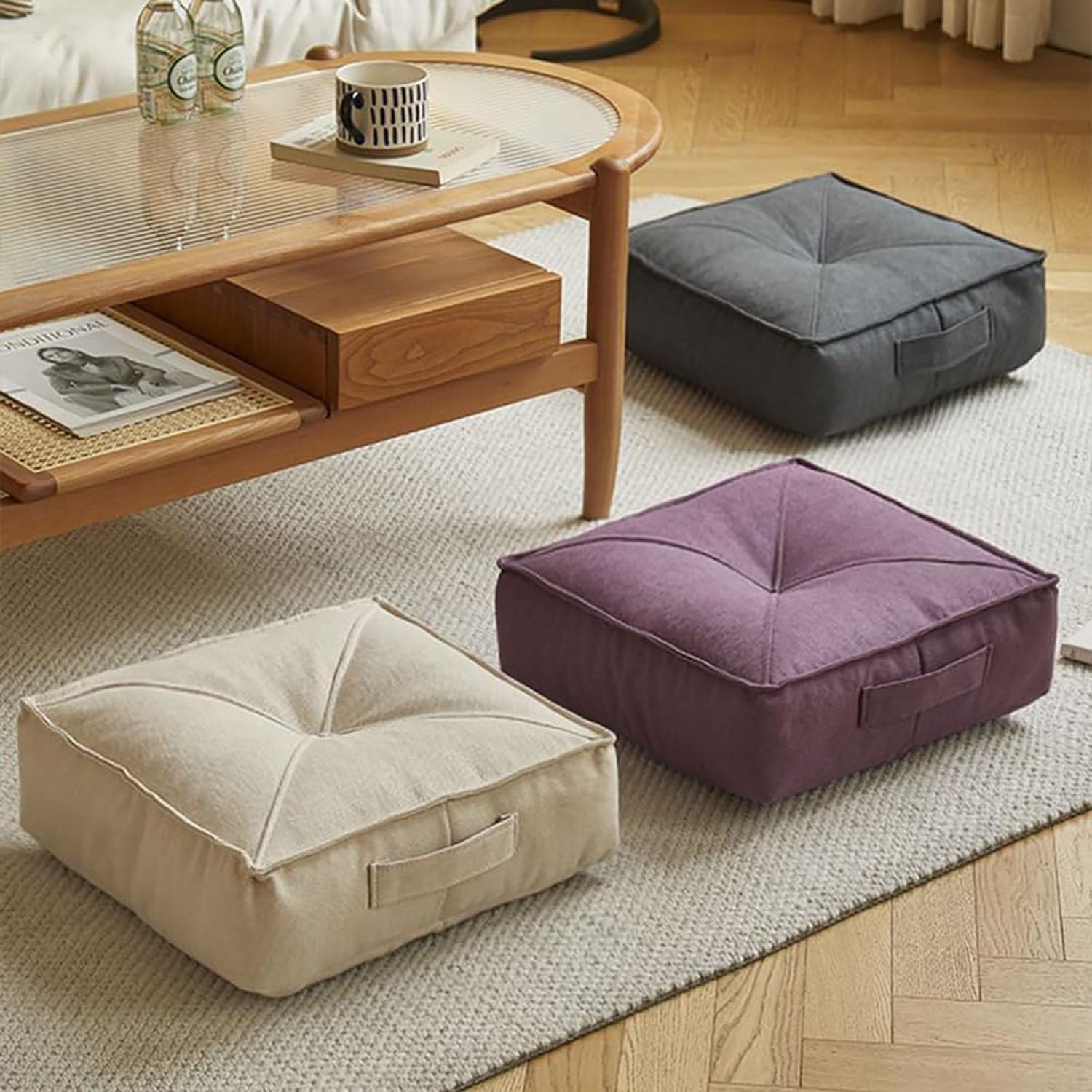Cuscino rialzo extra spesso, 15 cm, 100% cotone, per poltrona, ufficio e sedia a rotelle, quadrato, blu, 40 x 40 cm, ideale per anziani e comfort post-operatorio