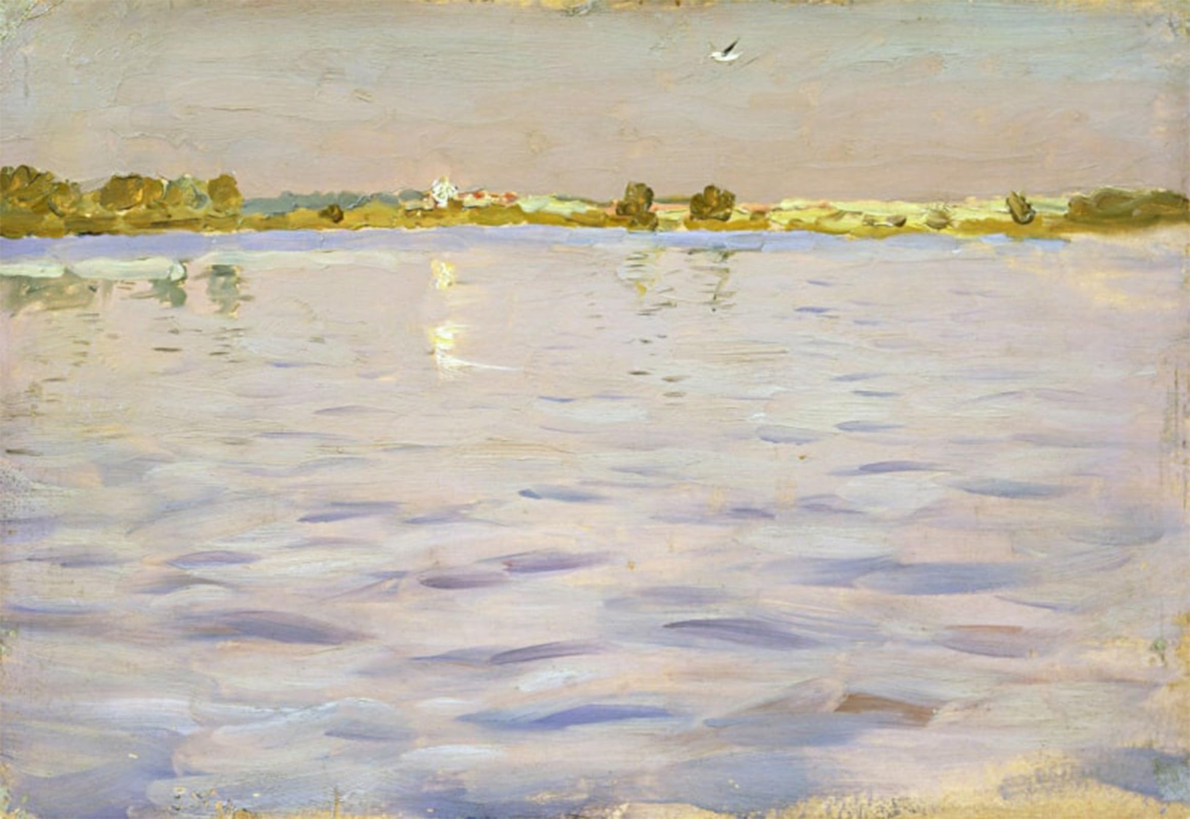 ARTXLXXBN Famous Painting Canvas Artwork Graffiti Print the Last Rays. the Lake. by Isaac Levitan Portrait Canvas Image for Home Decor 60x90cm