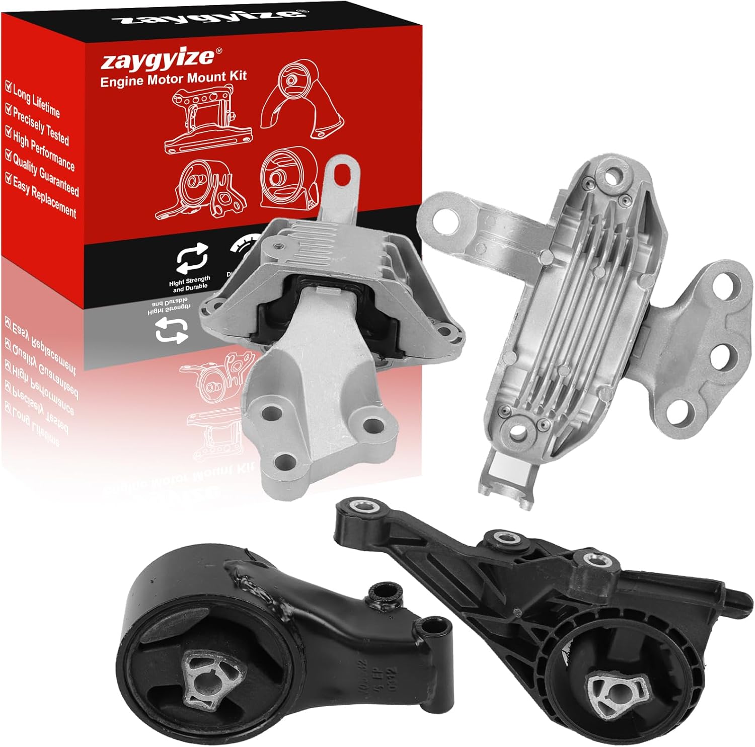 4 Pcs Engine Motor Mounts Set - Compatible with Chevrolet Cruze 2011-2016, Cruze Limited 2016 & for Buick Cascada 2016-2019, 1.6L 1.8L, Auto Transmission, Replace OE# A5430, A5479, A5508, A5579