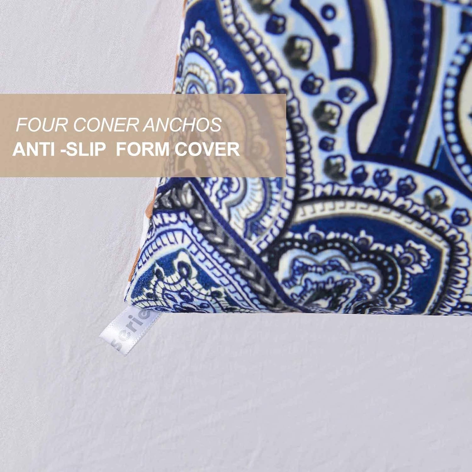 Nanko King Comforter Set 3PC, Navy Blue Boho Damask Paisley Pattern Print 104 x 90 inch Reversible Down Alternative Comforter Microfiber Farmhouse Bedding Sets in a Bag for Women Bohemia European