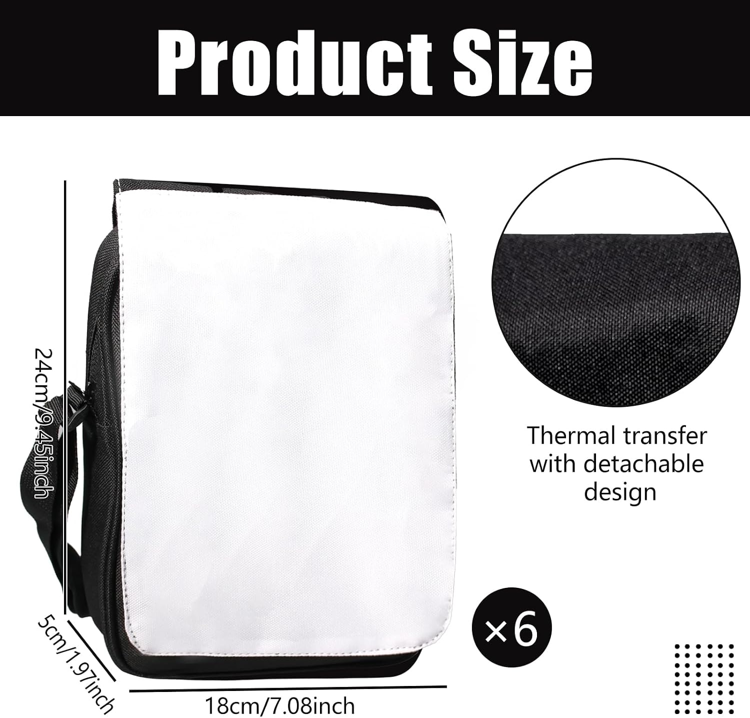 6 Pcs Sublimation Bags Blanks Sublimation Sport Bag Sublimation Shoulder Bag Sublimation Crossbody Bag DIY Sublimation Bags for Adults Children Father's Day Gifts