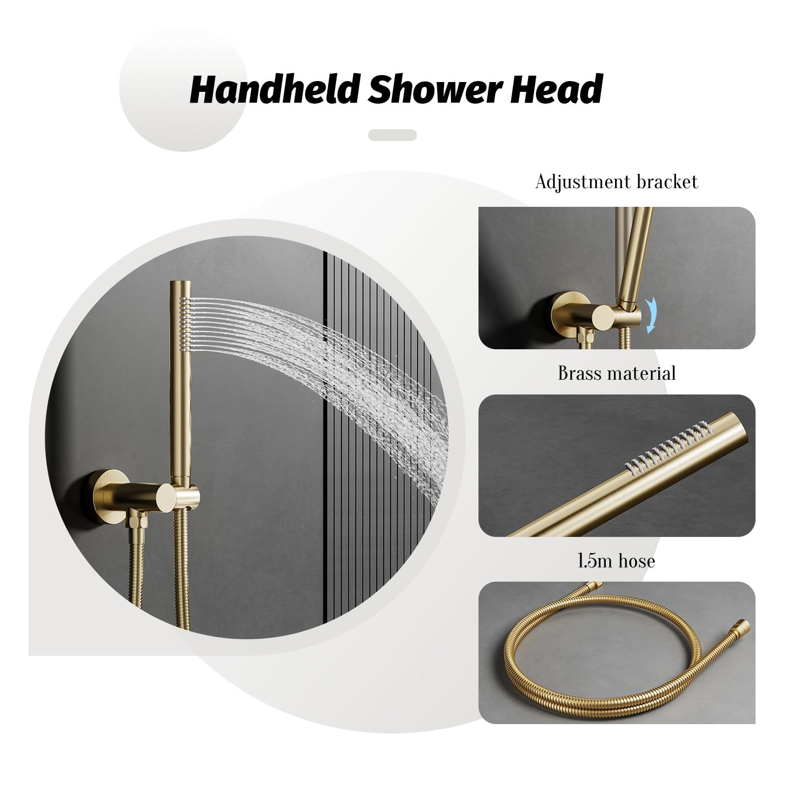 Unterputz Duscharmatur Set Gold Gebürstet 2 Funktionen | Rostfrei Metallarmaturen, Einstellbare Warm und Kaltwassermenge, 25X25cm Runder Regenduschkopf, Facile da Mantenere