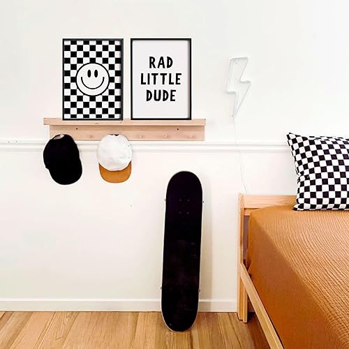Miniatura 3 de Black and White Checkered Smiley Face Poster for Kids Room Rad Little Dude Wall Decor for Boys Room UNFRAMED (Black, 11x14)