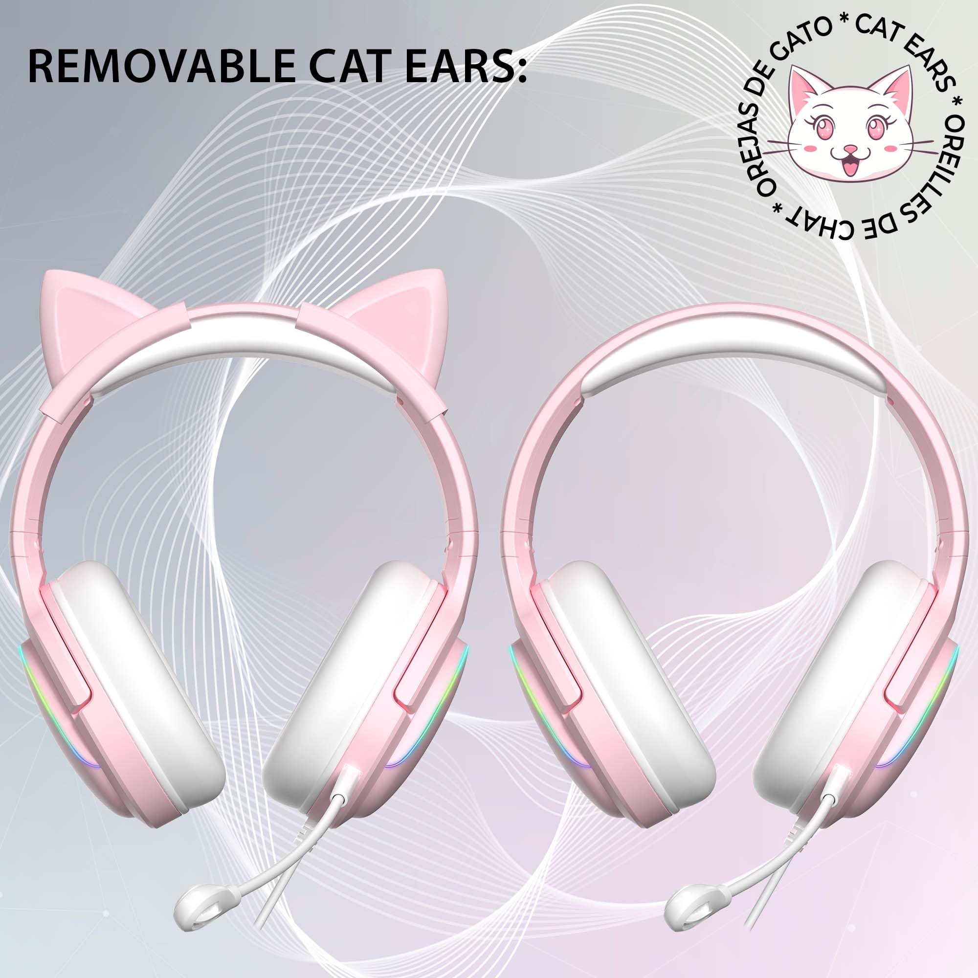 Subsonic - Casque Gaming Spectra. Casque pour PS5, PS4, PC, Xbox - Hauts Parleurs de 50 mm, Micro Inclinable, LED RGB Dynamique Télécommande avec Réglage du Volume et Bouton Mute intégrés - Rose - 5