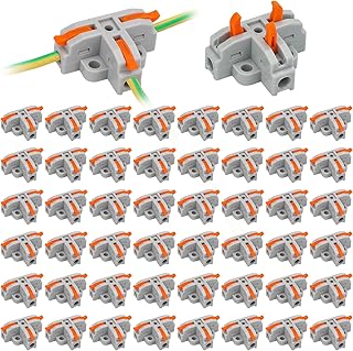 Linkstyle 50pcs T-Shape Lever Nuts Wire Connectors, 28-12 AWG Quick Wire Splitter Terminals 3 Way Electrical Connectors