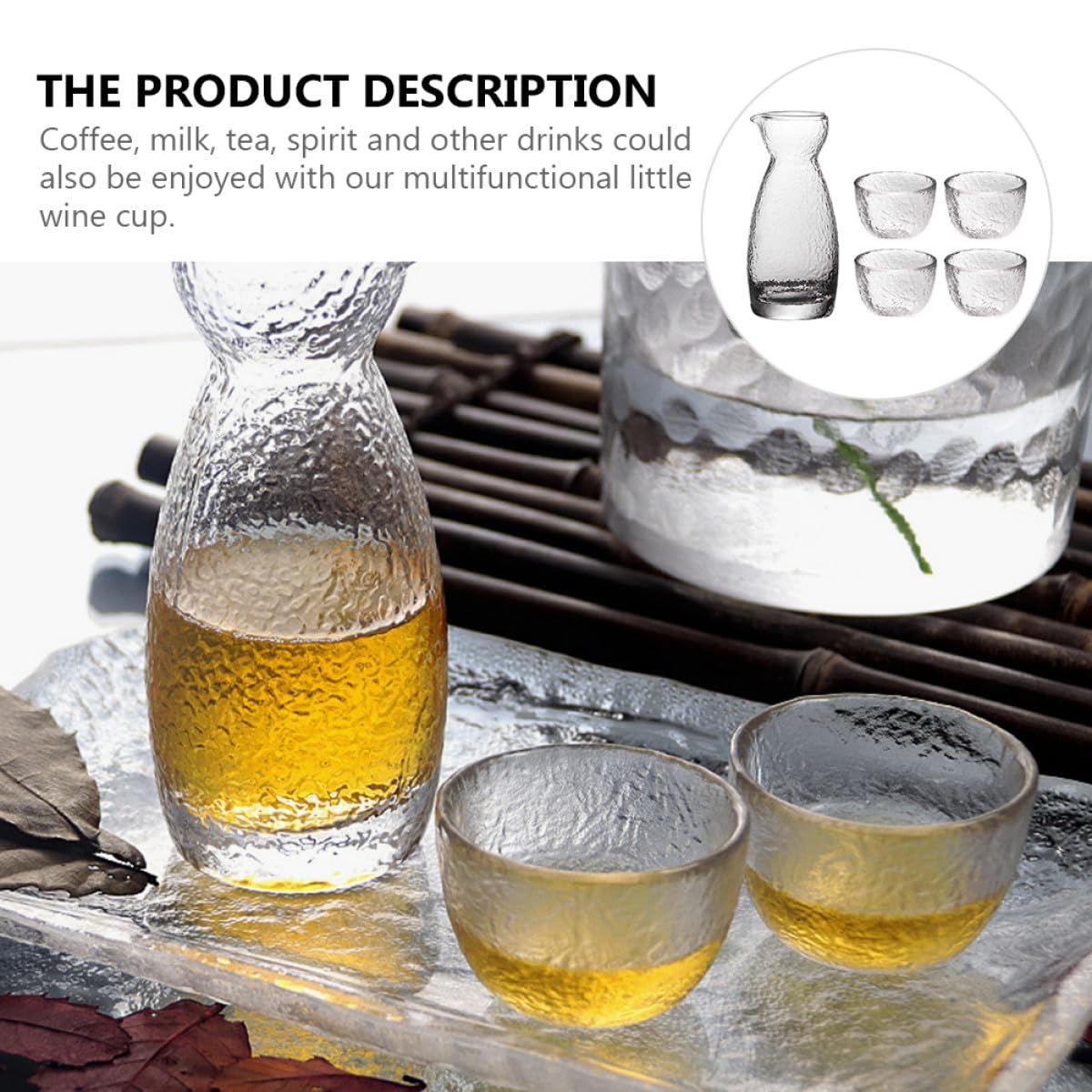 Set de Verres à Saké Japonerie Créatifs en Verre Martelé et Inodore pour Occasions Spéciales et Bars