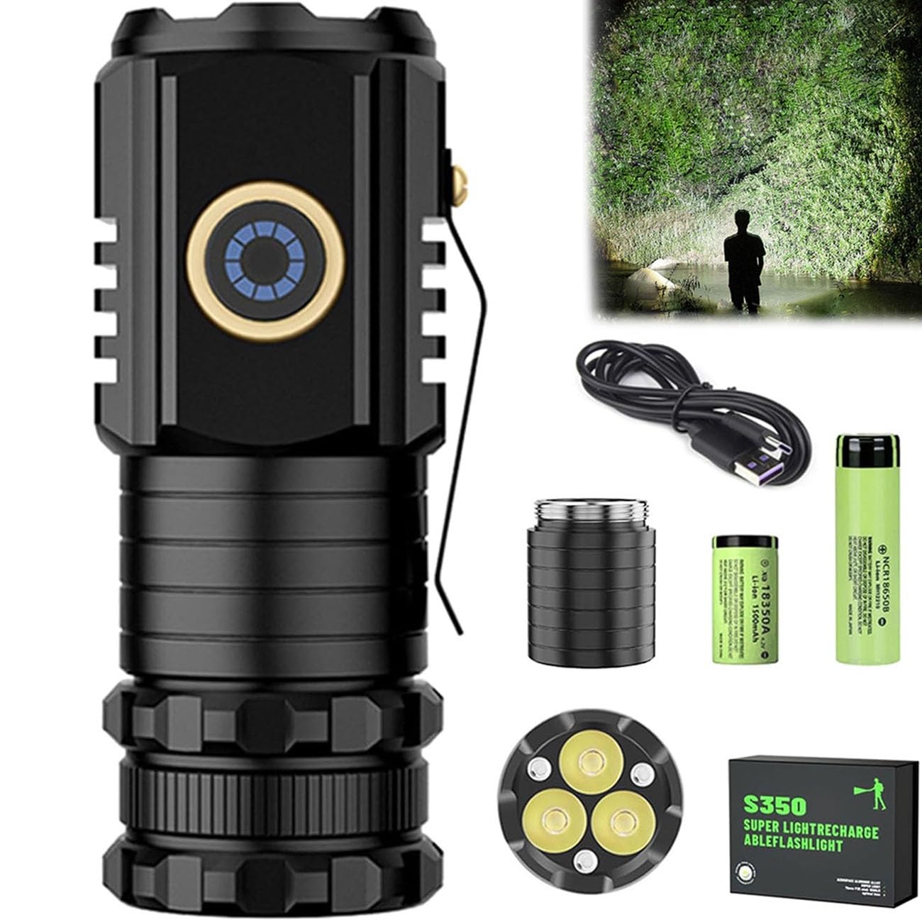 Magnolight High Powered LED Tactical Torch, Blitron Mini Rechargeable Flashlight, Battery Powered Pocket Light for Power Cuts, Camping, Hiking, Emergency