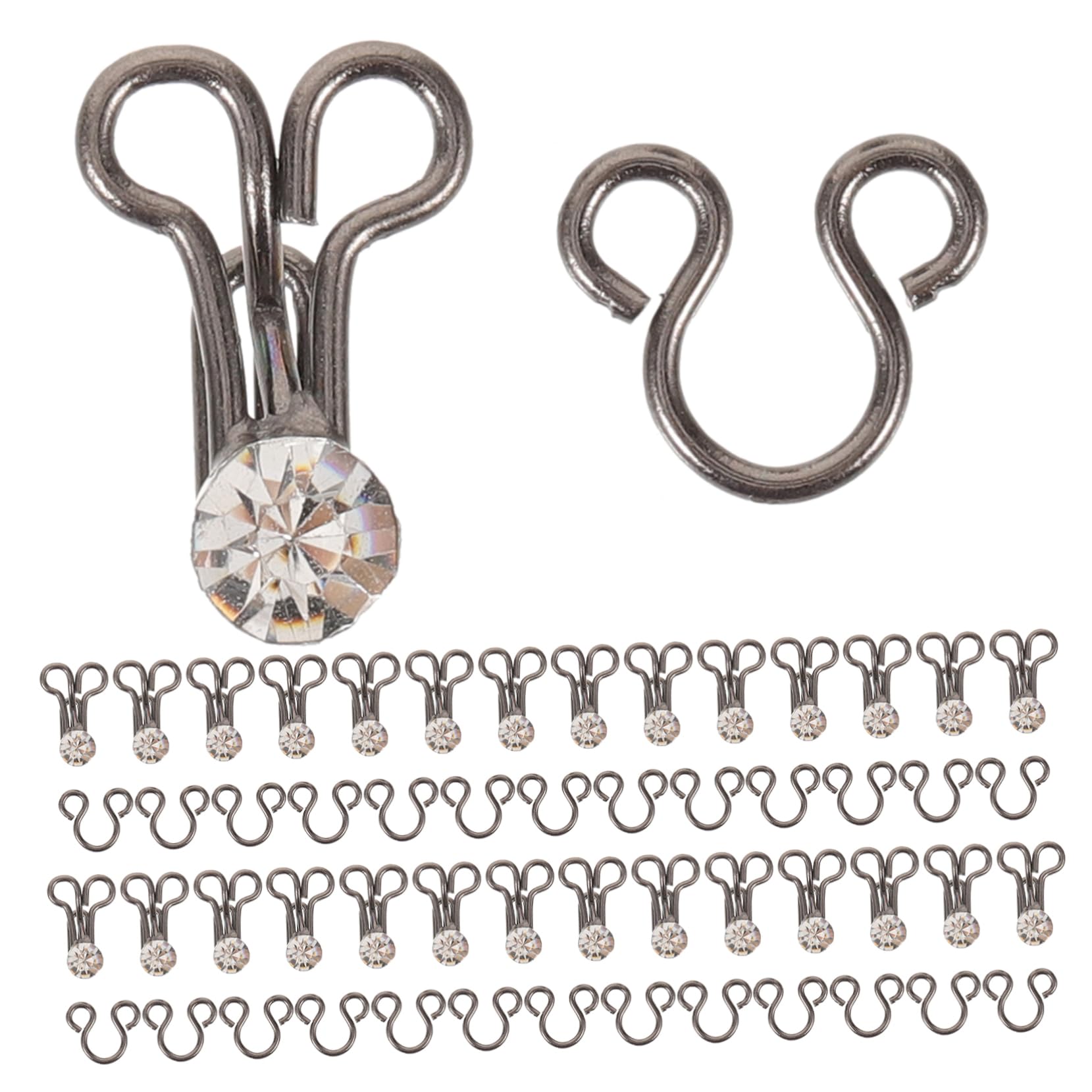 Metal Cheongsam Hook and Eye Closure, 20 Pcs, Black for Lingerie