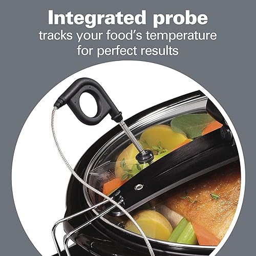 Miniatura 3 de Olla de cocción lenta portátil de 6 cuartos - con bloqueo de tapa, sonda de temperatura