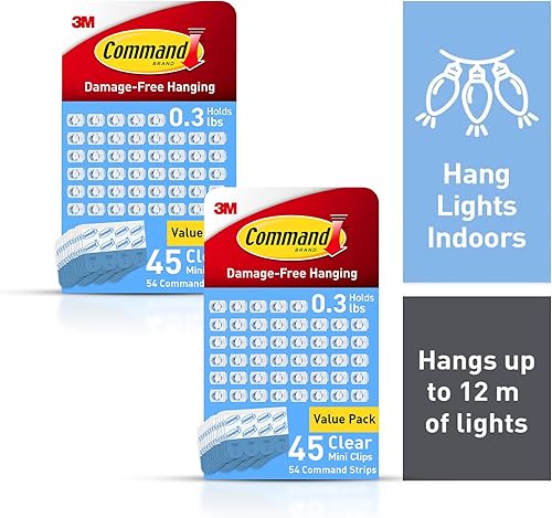 Miniatura 3 de Command Mini clips de luz para interiores, clips de luz colgantes de Navidad sin daños, mini clips de pared para colgar decoraciones navideñas en