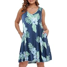 BELAROI Women Casual Summer Dresses Plus Size Sundress V Neck Swing Tank Dress Sleeveless Criss-Cross Beach Cover Ups Pockets