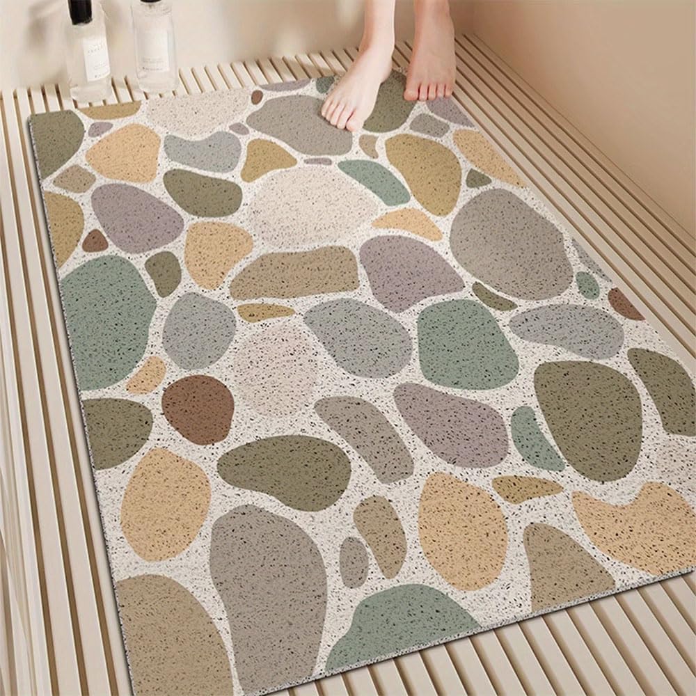 Antypoślizgowa mata prysznicowa Mata kamyczkowa – gumowa Loofah szybka(Green,80x120cm)