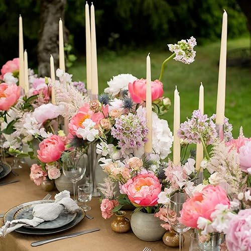 Miniatura 6 de Uwax Velas cónicas color marfil elegante juego de 12 velas sin goteo de alta calidad de 10 pulgadas 8 horas de tiempo de combustión alto ideal para