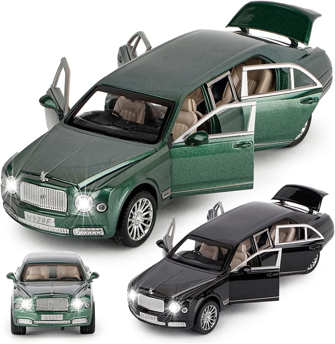 Ascetic Exclusive Alloy Metal Pull Back Die-cast Car Scale Model with Sound Light Mini Auto Toy for Kids (1:24 Rolls Royce)